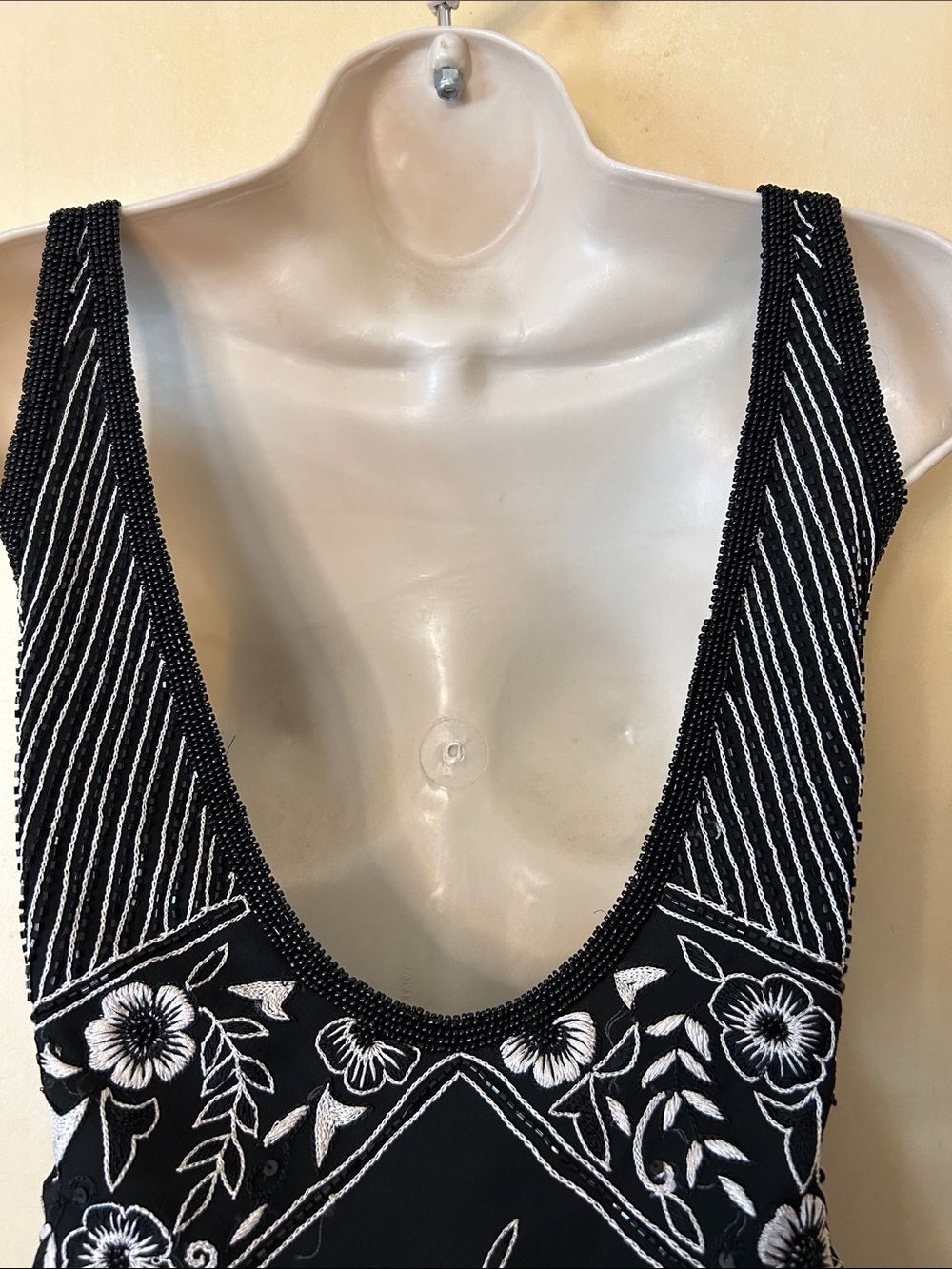Aftershock London Vintage Beaded Black and White Silk Cocktail Dress size M - Picture 10 of 15
